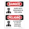 Signmission OSHA Sign, Hard Hats Required In This Area Bilingual, 10in X 7in Decal, 7" W, 10" H, Spanish OS-DS-D-710-VS-1300 - alternate 1